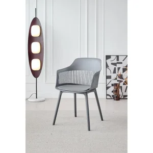 Silla Con Cojin Max, Color Gris Oscuro, Con espaldar y cojín