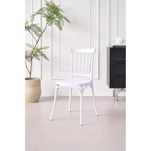 Silla Claus, Color Blanco, Con espaldar y diseño minimalista