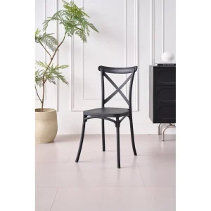 Silla Betany, Color Negro, Con espaldar y diseño minimalista