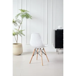 Silla Marcus, Color Blanco, Con espaldar y patas en Madera