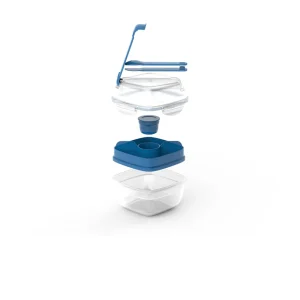 Recipiente Para Ensalada 3 En 1 - 950 Ml Azul