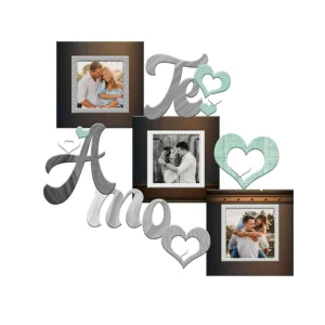 Portarretrato TR Te Amo - 03 (46,5cm x 38,5cm) Color Madera oscuro y Gris