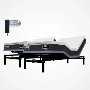 Cama Eléctrica Ajustable Easy Bed Control Alámbrico Gris Plomo /200x200 Dividida + Colchon Hybrid Vital