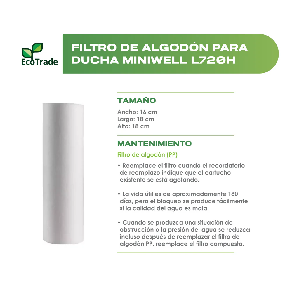 Filtro de Algodón para Ducha Purificadora de Agua - Imagen 2