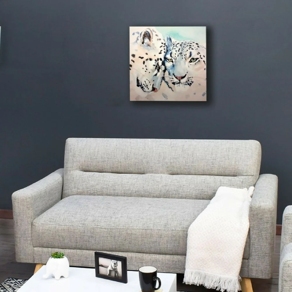Cuadro Decorativo Leopardo Acuarela L 60X60 cm - Impresion en Tela - Imagen 2