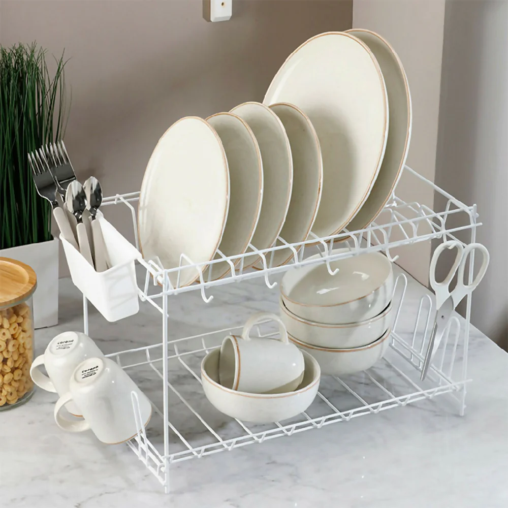 Locero italiano 2 niveles con cubiertero blanco - Imagen 2