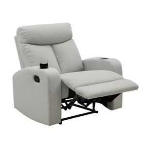 Sofa Reclinable 1 Puesto con portavasos Tela Gris