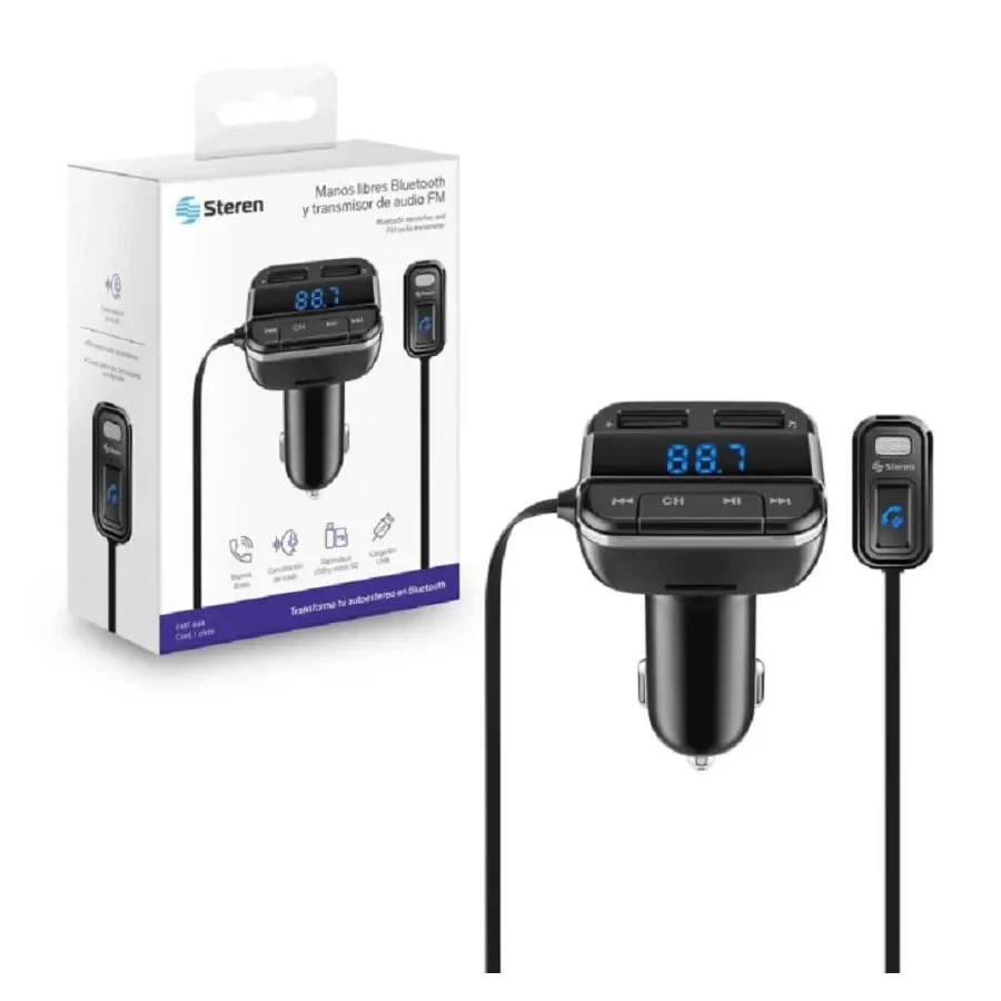 Manos Libres Bluetooth Steren para Auto con Cancelación de Ruido