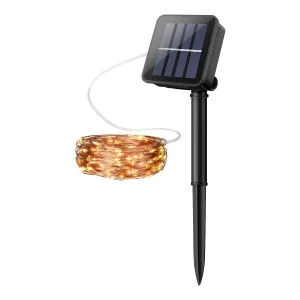 Serie LED decorativa de 22 m con panel solar, para exterior