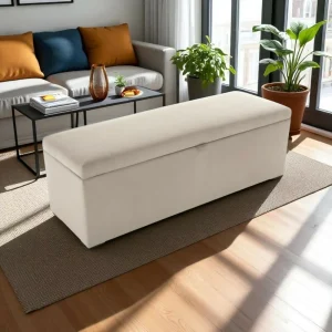 Puff Baúl 80x40 Liso Beige