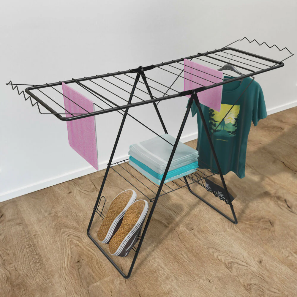 Tendedero de piso escalera pintado negro - Imagen 2