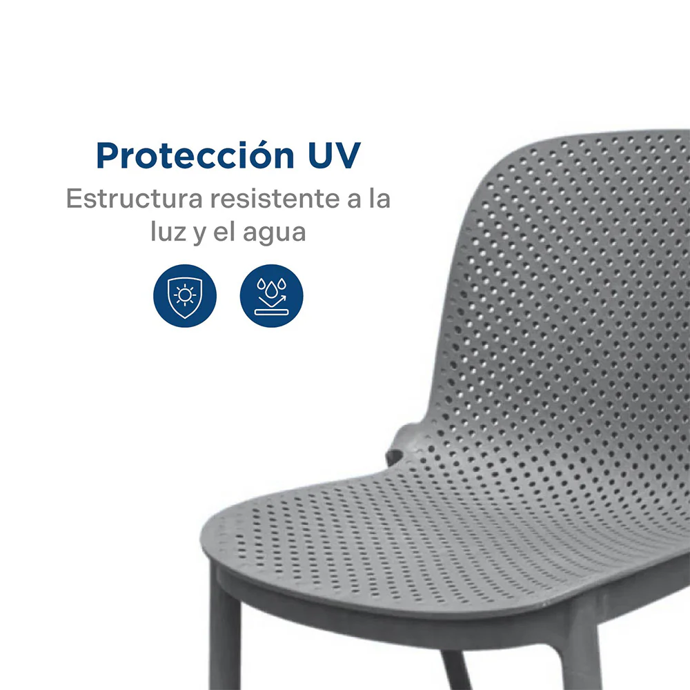 Silla Plástica Vera Gris Oscuro, Gris Oscuro - Imagen 5