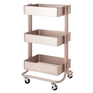 Metal Rolling Utility Cart: Rose Gold / Carrito con Ruedas Oro Rosado