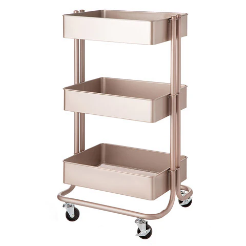 Metal Rolling Utility Cart: Rose Gold / Carrito con Ruedas Oro Rosado