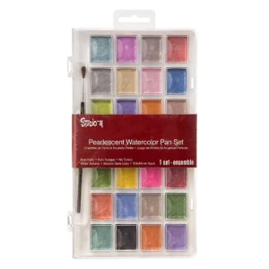 Studio 71 Pearlescent Watercolor Pan Set / Set de Acuarelas Aperladas 28 colores