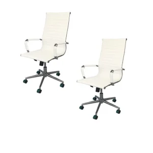 Kit Por 2 Silla Para Oficina Escritorio Presidencial OR -3301 Alta Blanca