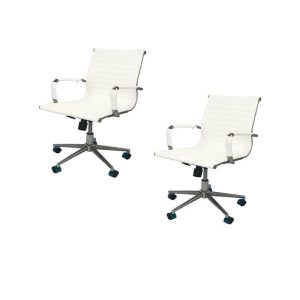 Kit Por 2 Silla Para Oficina Escritorio Gerencial OR -3301 Baja Blanca