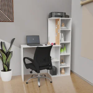 Combo Escritorio Blanco Con tablero de corcho + Silla Office (140x120x40)