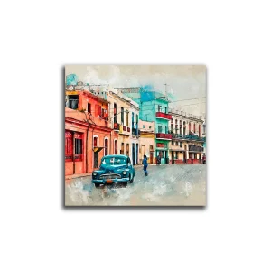 Cuadro Decorativo Calle Cuba L 60X60 cm - Impresion en Tela