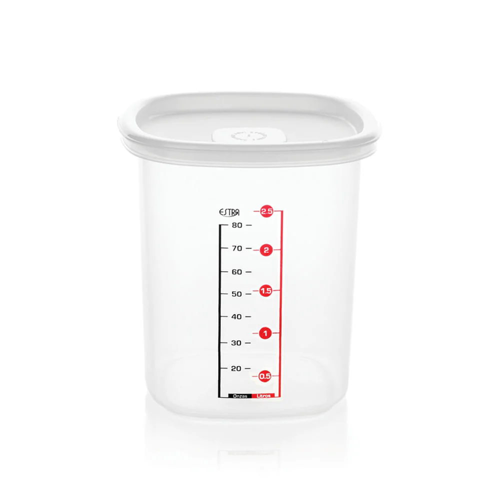 Recipiente Alto 3L con marcacion de capacidad blanco