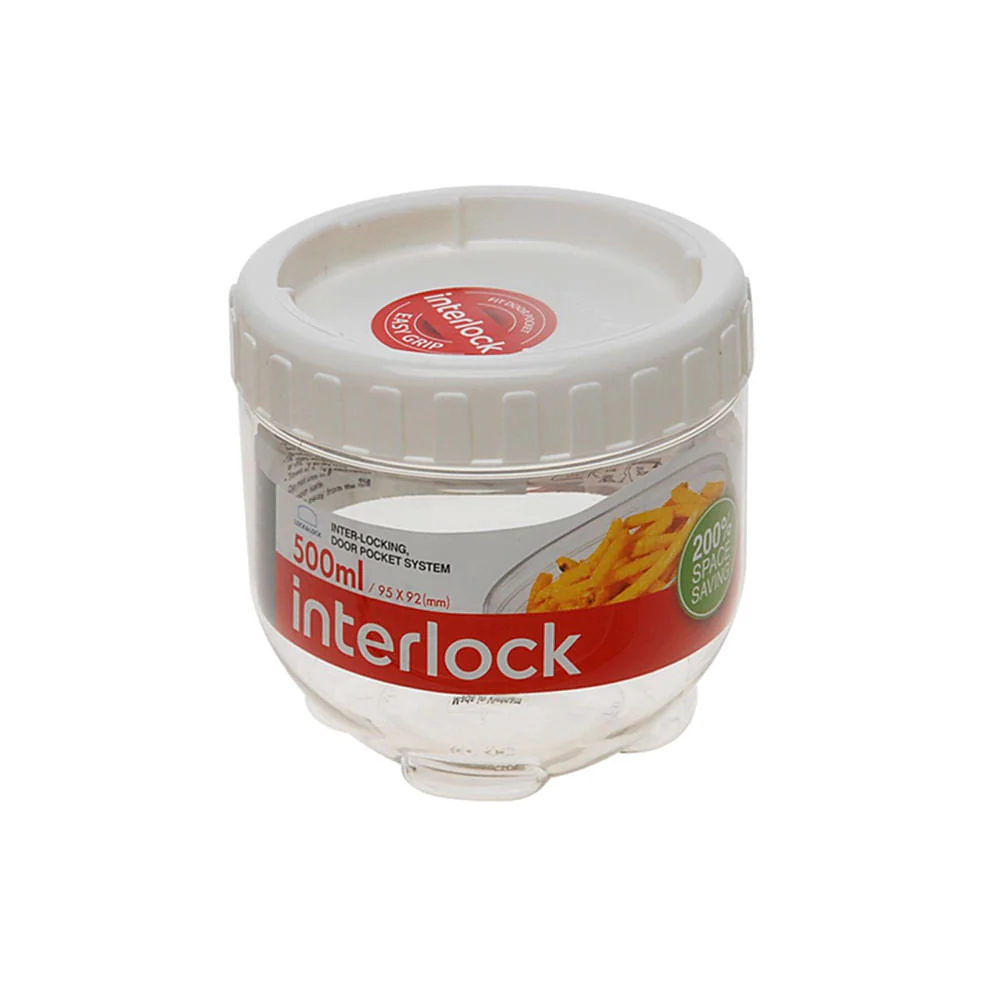 Recipiente Plastico Circular Interlock 500 Ml Blanco