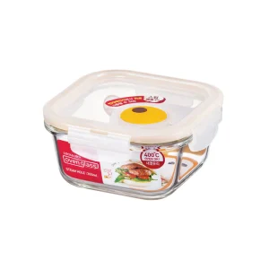 Recipiente Cuadrado En Vidrio con Valvula de aire 300ml