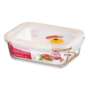 Recipiente rectangular En Vidrio con Valvula de aire 1L