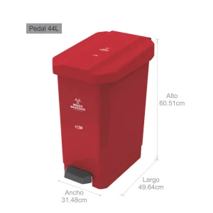 Canecas EstraBins-Pedal 44L rojo-Riesgo Biologico