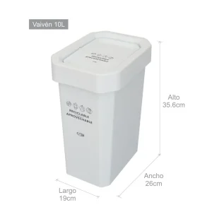 Canecas EstraBins Vaiven 10 L Blanco Reciclable aprovechable