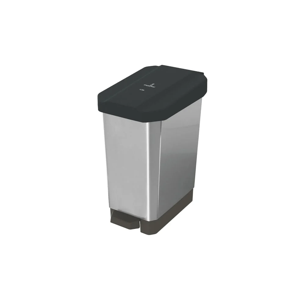 Canecas EstraBins Pedal 10L Negro No aprovechable IML Metalizado