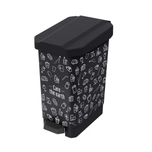 Caneca-Papelera Estrabins Pedal 22L Negra-IML Care The Earth