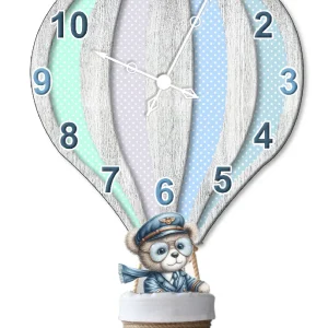 Reloj de Pared Globo Kids-GL-02 (25,3cm x 40cm) color Azul y Gris