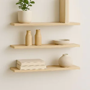 Set de 3 Repisas Lineales Flotantes En Madera De Pino Natural