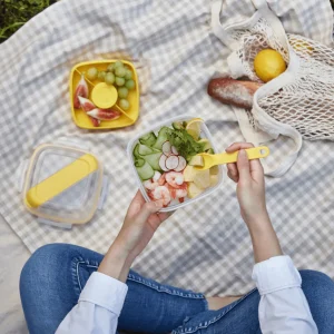 Recipiente Para Ensalada 3 En 1 - 950 Ml Amarillo