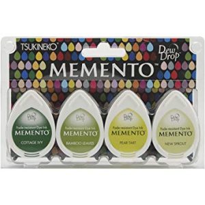 Memento Dew Drop Greenhouse / Paquete de 4 Tintas Memento Verdes
