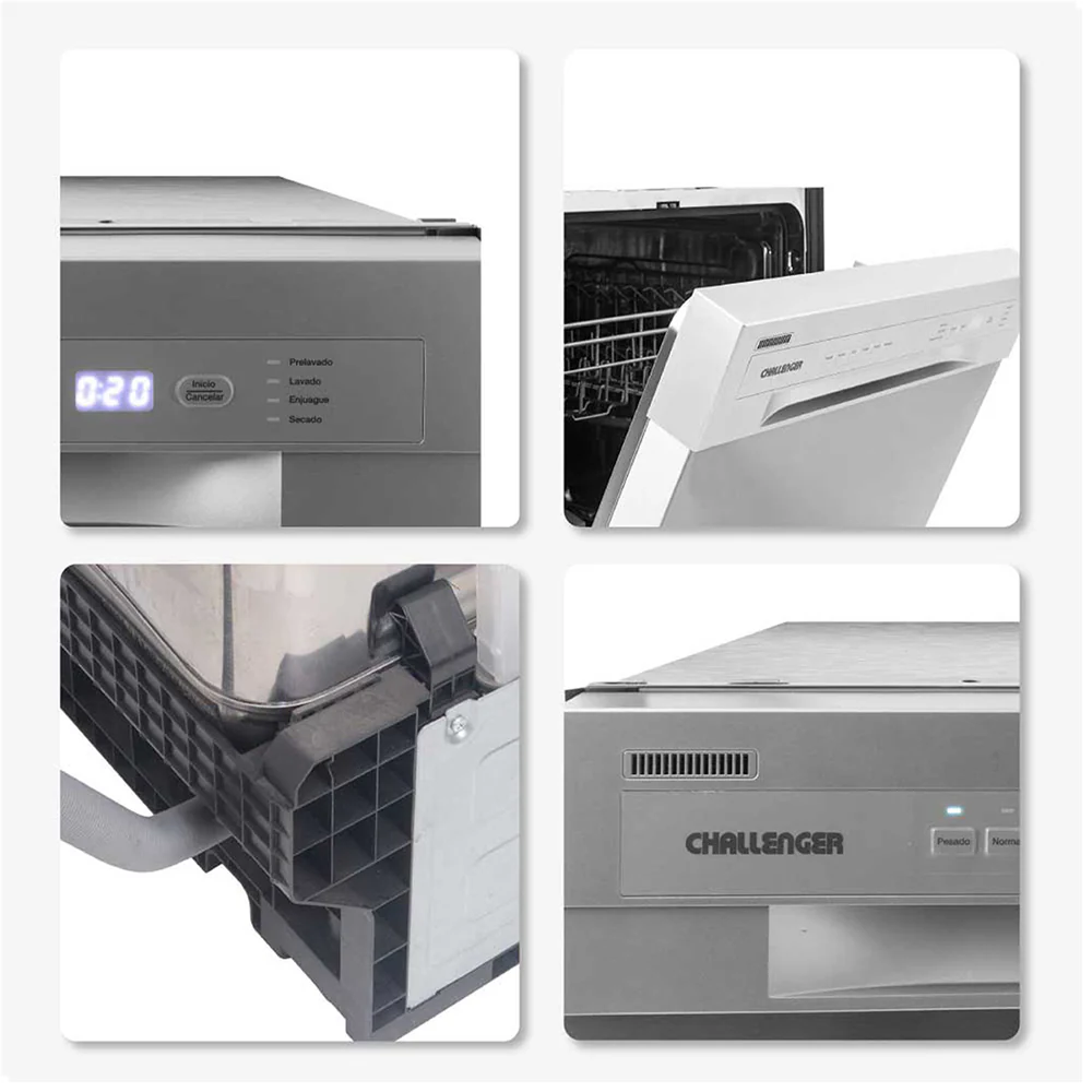 Lavavajillas 8 Servicios Acero inoxidable Challenger, Color Gris - Imagen 3