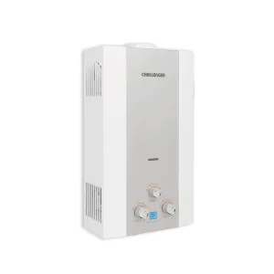 Calentador De Paso Gas Propano 12 Lt Tiro Natural Challenger, Color Blanco