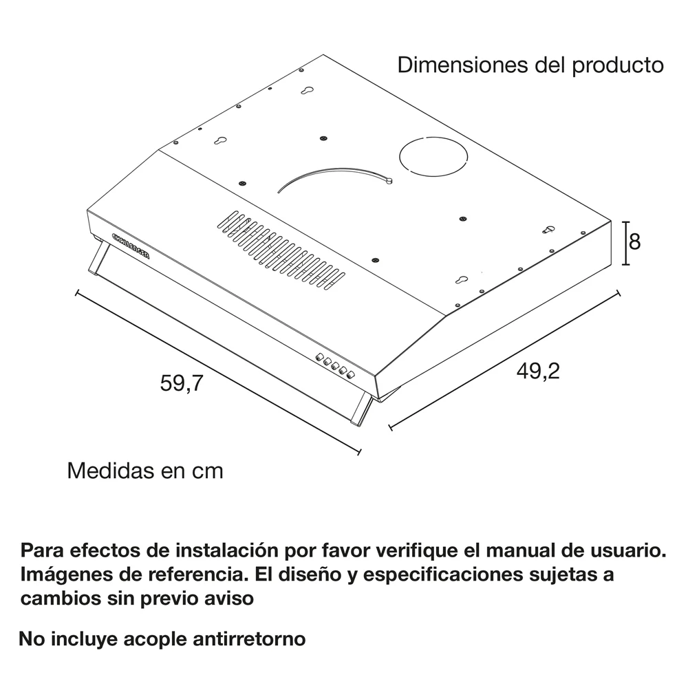 Campana Horizontal Acero Inoxidable 3 Velocidades 60 Cm - Imagen 5