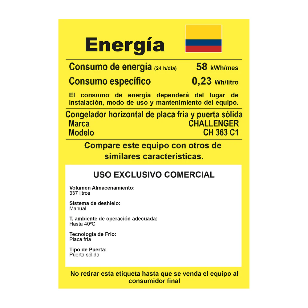Congelador Horizontal 387 Lts Challenger, Color Blanco - Imagen 9