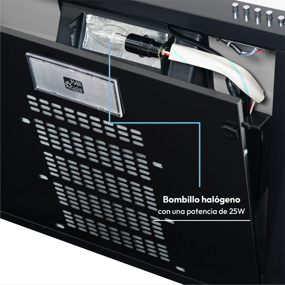 Campana Horizontal Lamina Cr Negra 3 Velocidades 60 Cm - Imagen 5