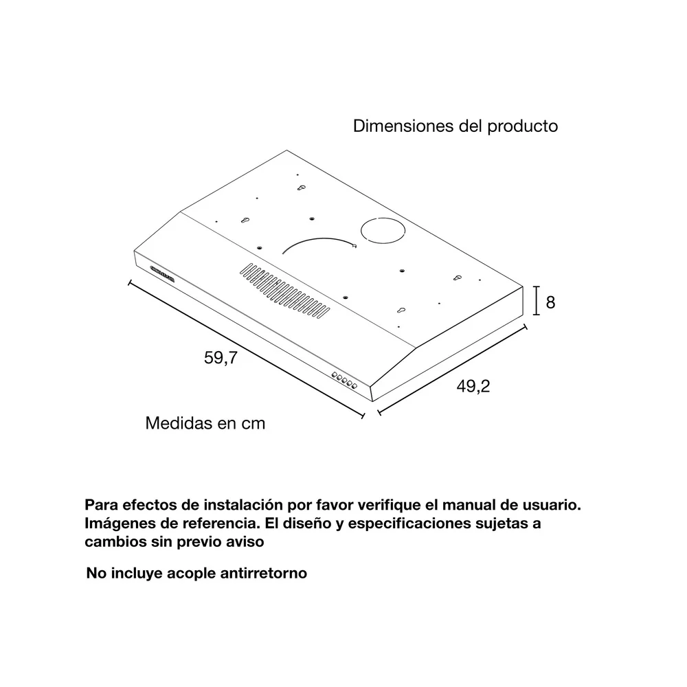 Campana Horizontal Lamina Cr Negra 3 Velocidades 60 Cm - Imagen 9