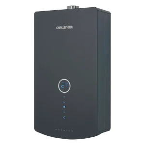 Calentador Digital De Paso Gas Natural 12 Lt Tiro Forzado Challenger, Color Negro