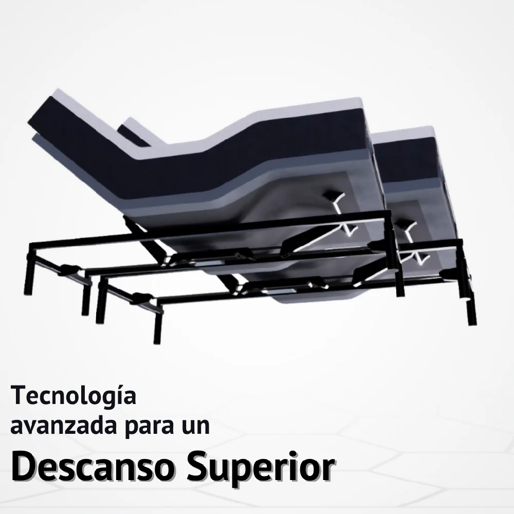 Cama Eléctrica Ajustable Easy Bed Control Alámbrico Gris Plomo /200x200 Dividida + Colchón Hybrid One - Imagen 6
