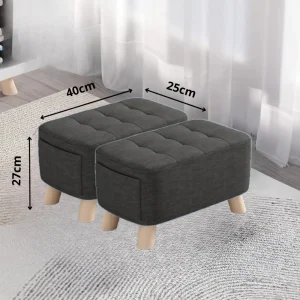 Puff Posa Pie Rectangular 40x25x27 Dark Grey Setx2