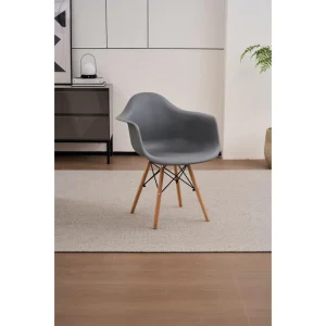 Silla Delia, Color Gris Oscuro, Con espaldar y patas en Madera