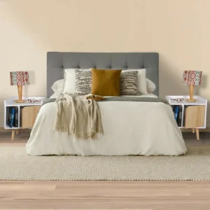 Combo Cabecero Cama Doble (60x140x5) Gris Memphis + Set x 2 Mesas de Noche Dreams