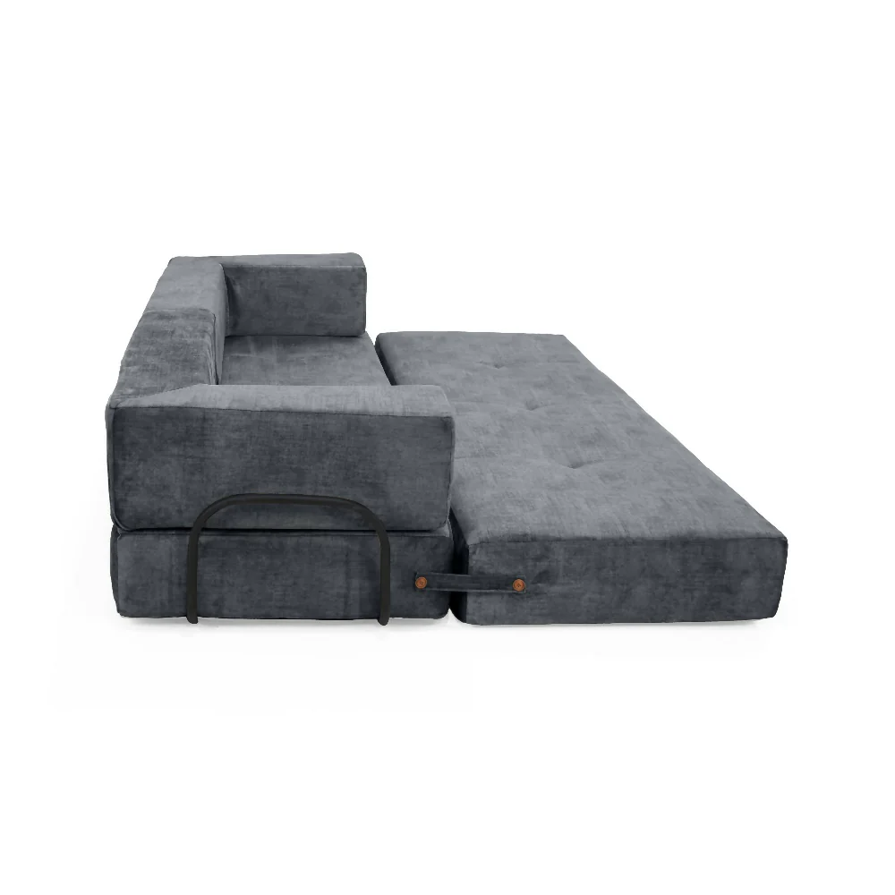Sofa Cama 3 En 1 Nablus 196x73x68 Cm Brazos Moviles Gris - Imagen 3