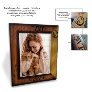 Portarretrato Love Cat (22,5cm x 27,5cm) Color Madera