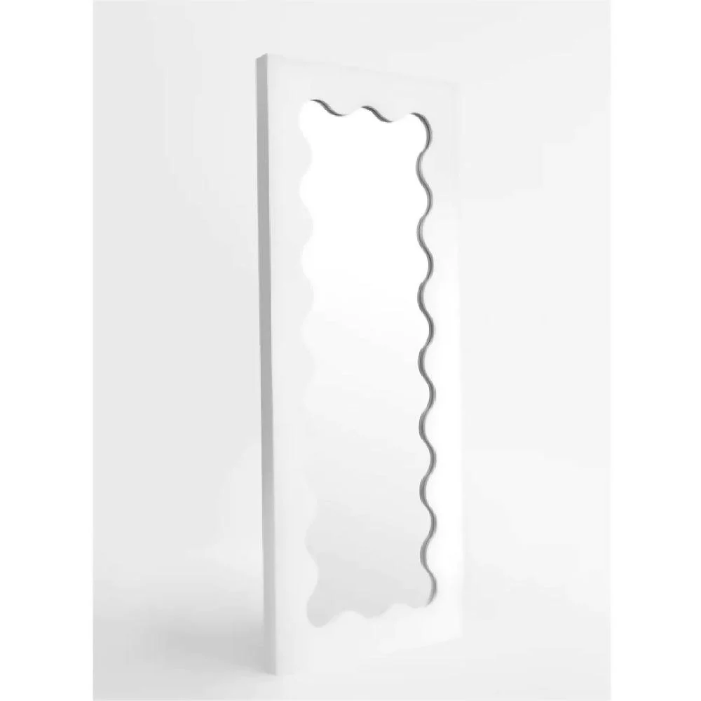 Espejo Ondulado de Piso - Blanco - 60 x 150 cm.