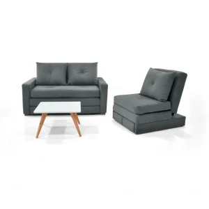 Sala con Sofa Cama Torino Nova Tela Gris